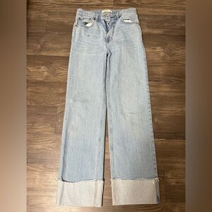 Abercrombie & Fitch Curvy Light Wash Cuffed High Rise Jeans